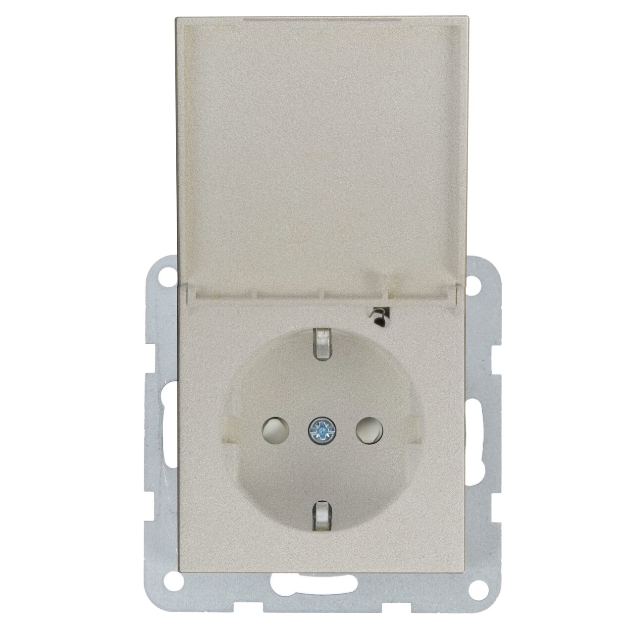 Priza simpla cu impamantare si capac, protectie copii, 16A, IP20, Bronz, Panasonic Karre Plus 55