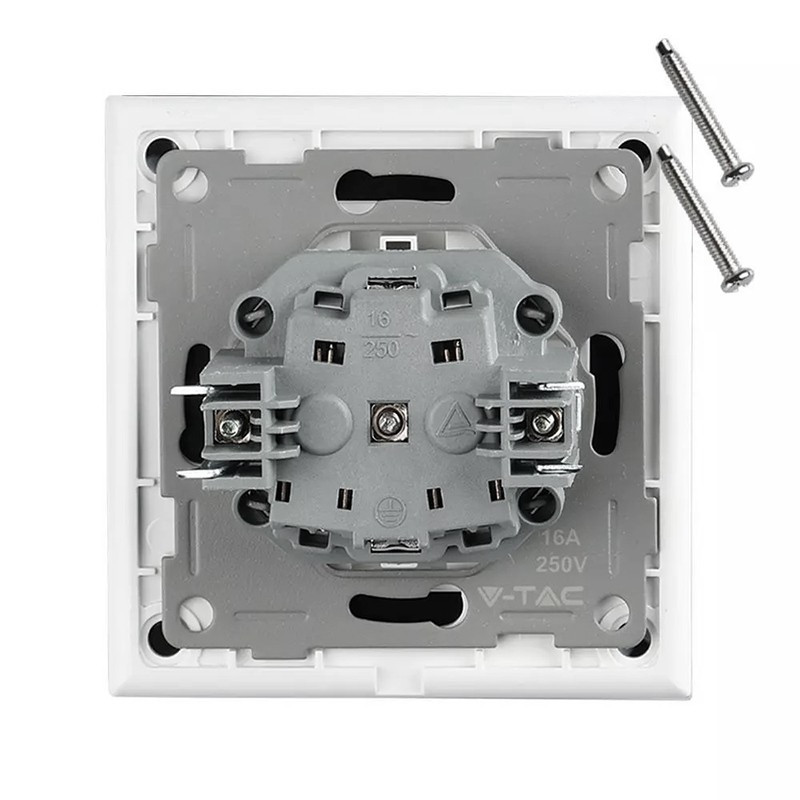 Priza simpla cu rama de sticla, 16A, alba, V-TAC - 3 | YEO