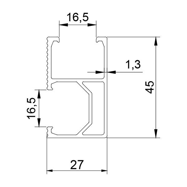 Profil aluminiu pentru montaj panouri solare, 2.2m, 27x45mm, Optonica