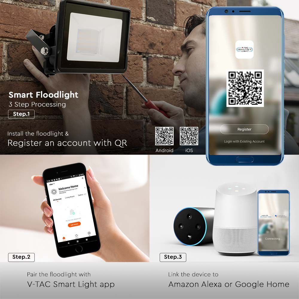 Reflector LED Smart 10W V-TAC, RGB+CCT(3000-6500 K), compatibil Alexa si Google - imagine 11