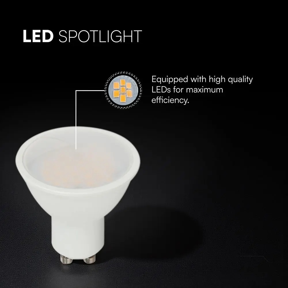 Set 3 becuri LED GU10, 10W(70W), 1000lm, lumina neutra(4000K), SMD, V-TAC - imagine 6