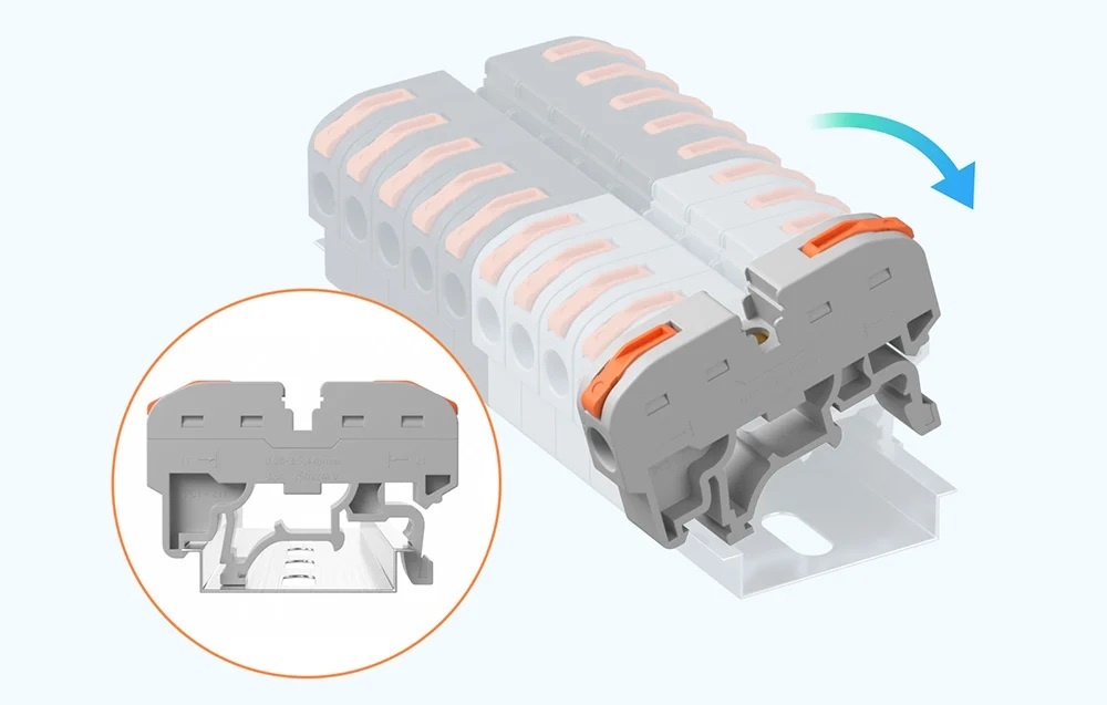 Set Conectori pentru Sina DIN Sonoff 211, 20 bucati, 250V, 32A, cupru, PA, alb - 1 | YEO