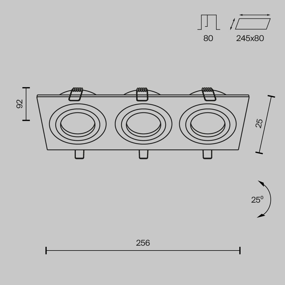 Spot Atom DL024-2-03B, incastrat, 3xGU10, negru, IP20, Maytoni