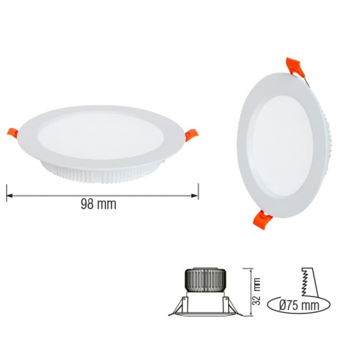 Spot LED 016-087-0009, rotund, incastrat, 9W, 780lm, temperatura de culoare ajustabila, IP20, negru, Horoz Electric