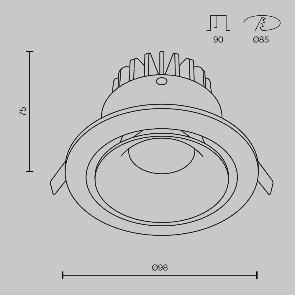 Spot LED 12W Incastrat, Dimabil, Maytoni, 760lm, Lumina Calda (3000K), Negru