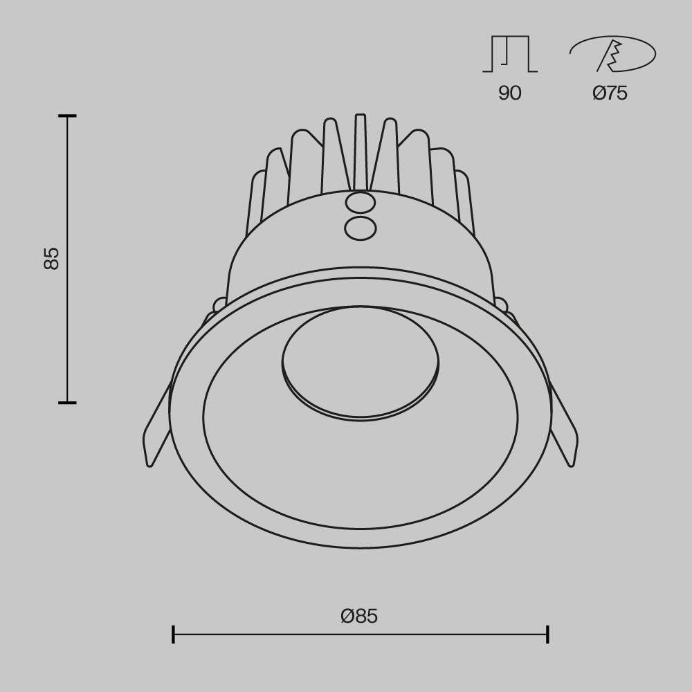 Spot LED 12W Incastrat, Dimabil, Maytoni, 930lm, Lumina Neutra (4000K), Negru