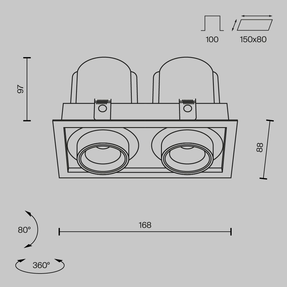 Spot LED Hidden DL095-02-10W3K-W, 20W, 1450lm, lumina calda, IP20, alb, Maytoni