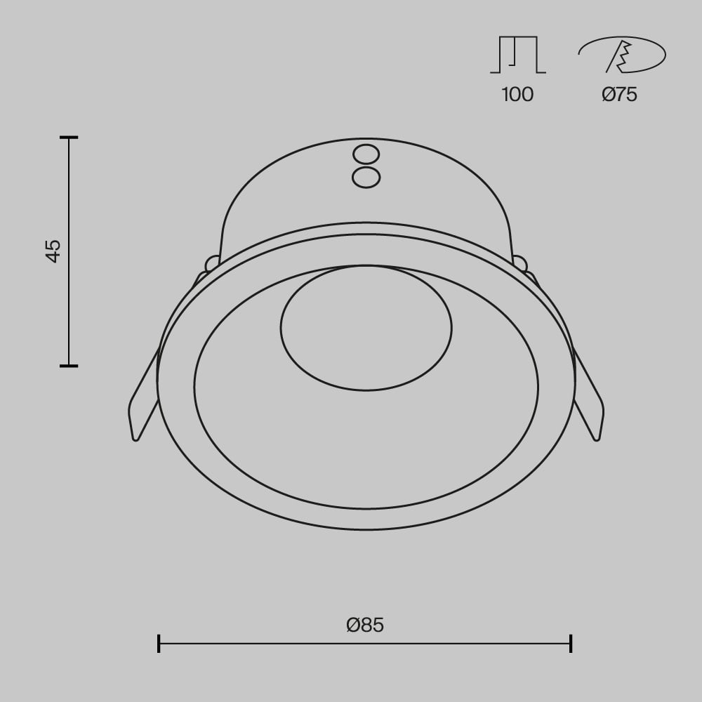 Spot Zoom DL032-2-01B, incastrat, 1xGU10, negru, IP65, Maytoni