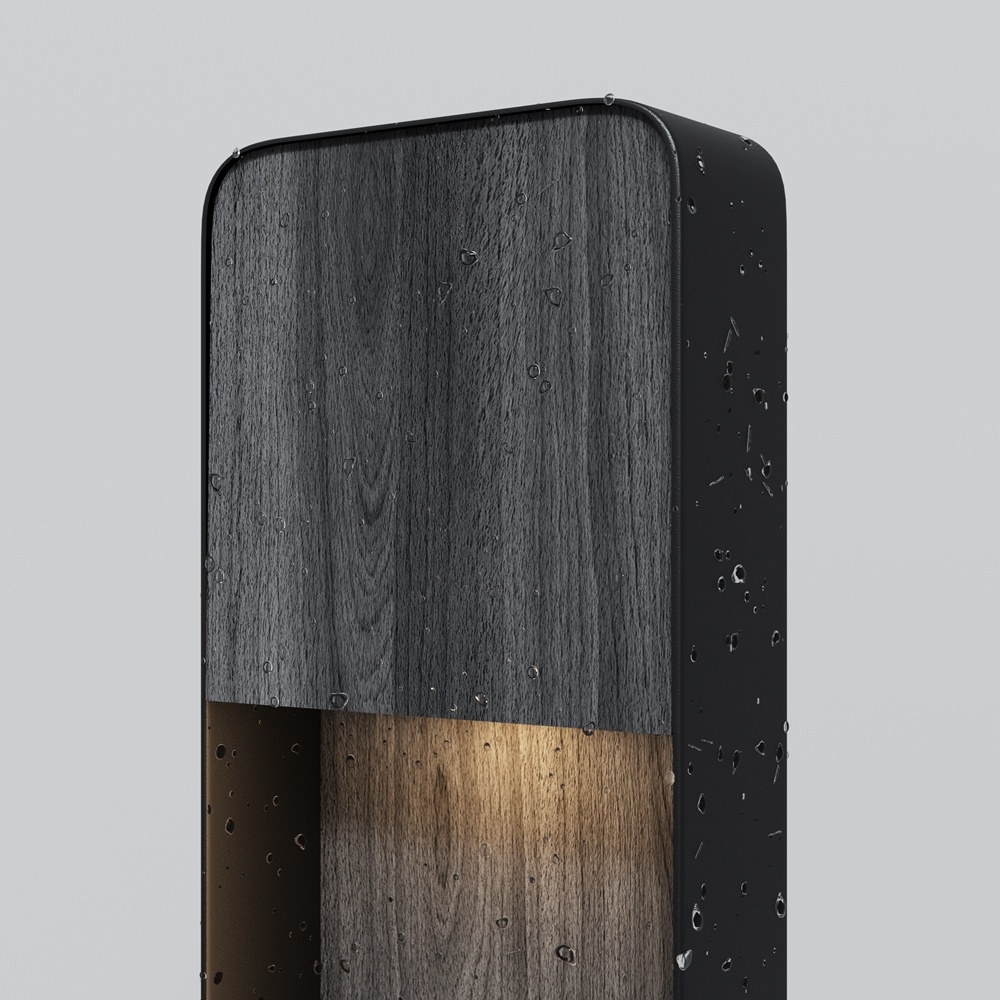 Stalp LED exterior Porte, 7W, lumina calda (3000K), IP54, negru wood, Maytoni - imagine 4