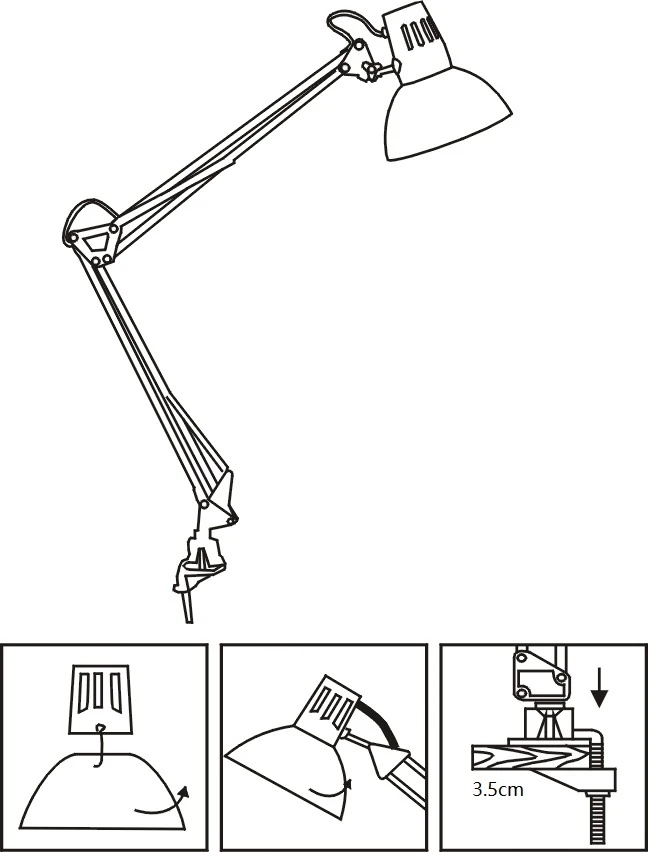 Veioza Armstrong KL2045, 1xE27, negru, metal, stil industrial, Klausen - imagine 2