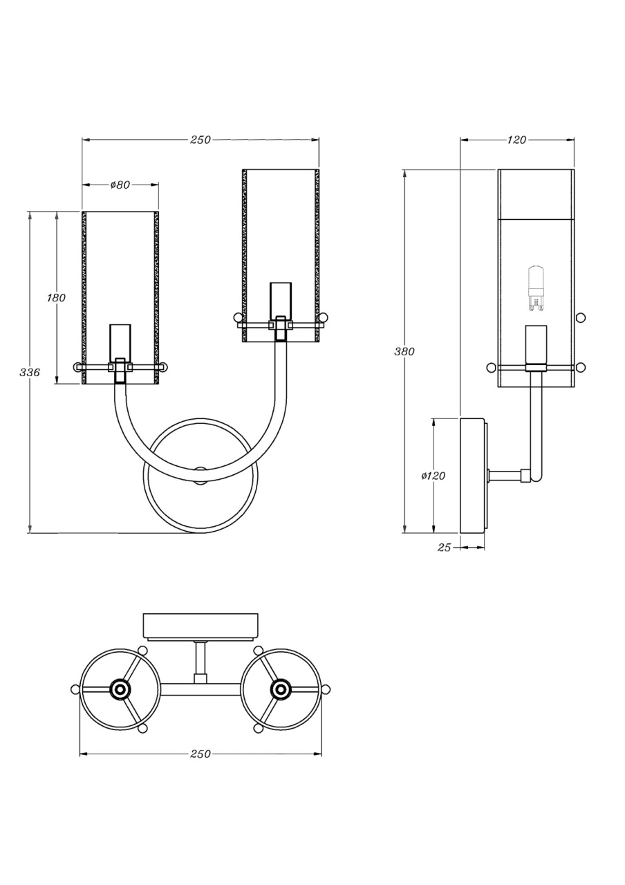 Aplica Arco MOD223WL-02BS1, 2xG9, arama, IP20, Maytoni