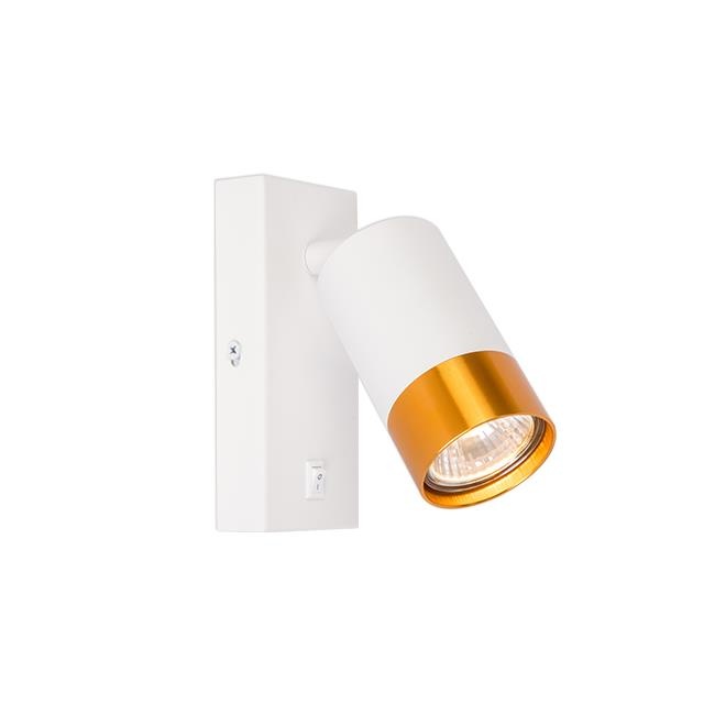 Aplica de perete Klemens GU10 alba/aurie, cu intrerupator, Masterled - 1 | YEO
