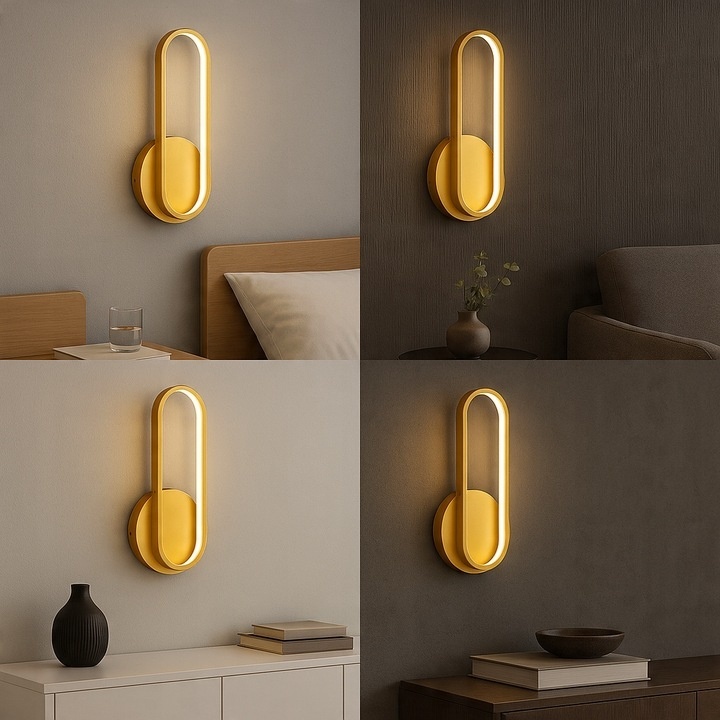 Aplica de perete LED Goldimo, design oval, 13W, 43cm, lumina neutra (4000 K), aurie, Masterled - 1 | YEO