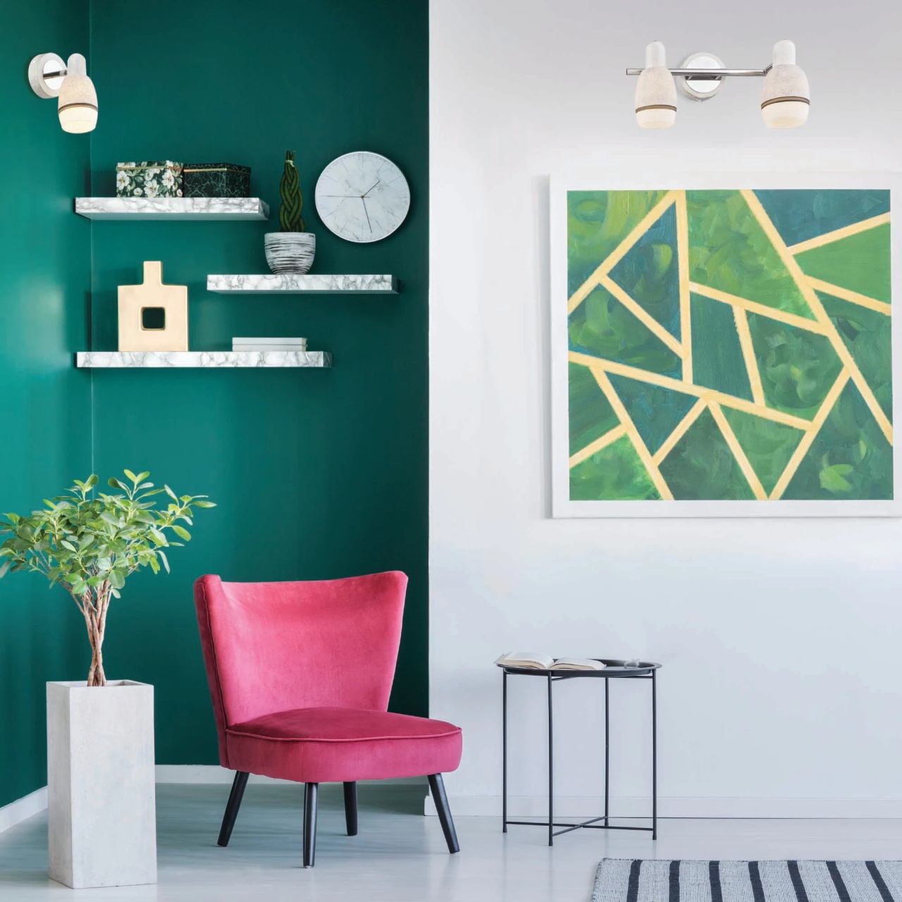 Aplica Marmo LY-1044, 2xE14, alb marmorat, design modern, IP20 - imagine 2