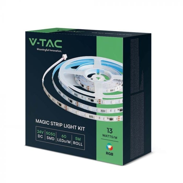 Banda led Magica SMD 5050 V-TAC, RGB, 13w/metru , 60 Leduri/m, 24V, IP65