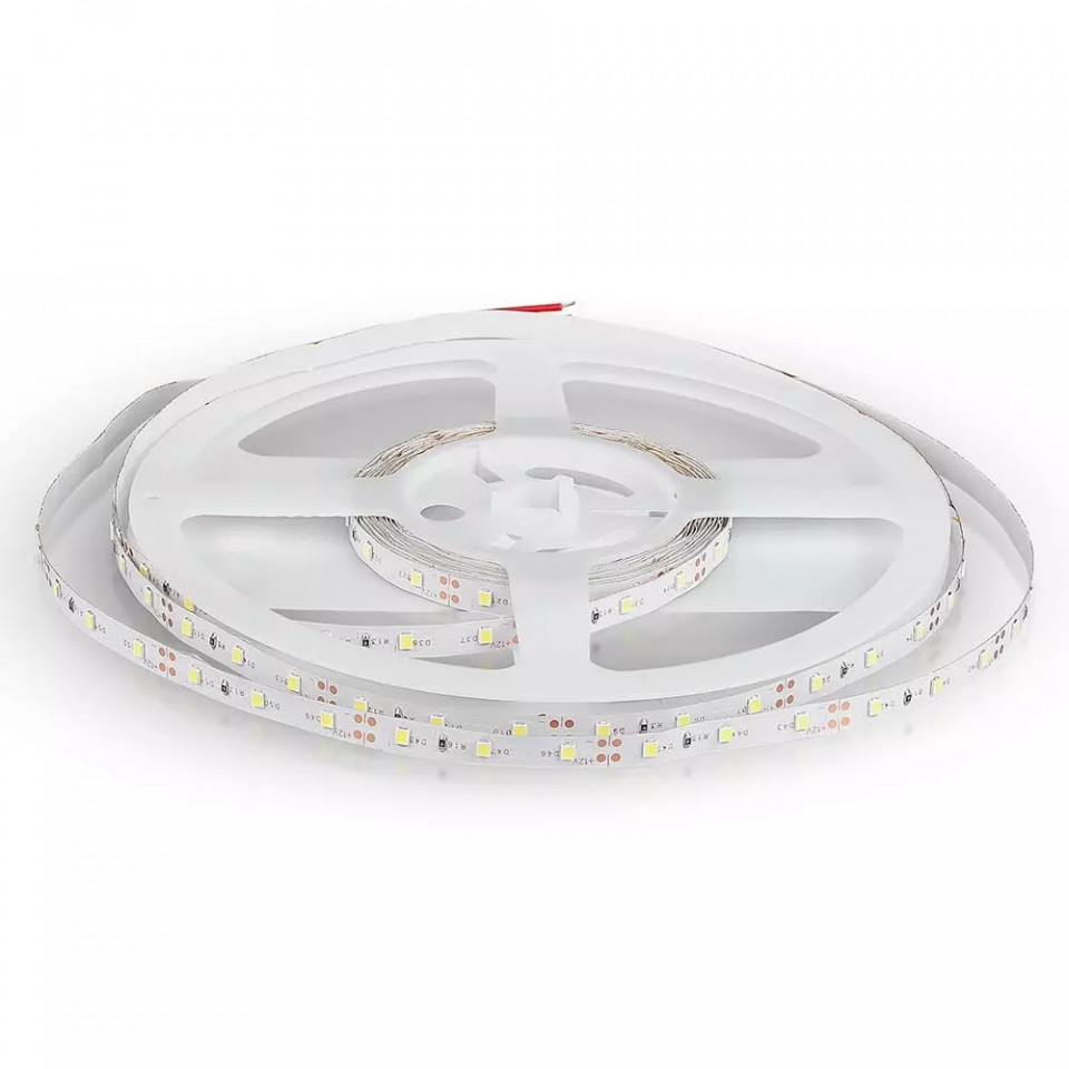 Banda led SMD 3528 V-TAC, rosie, 3.6W/m, 400lm/m, 60 leduri/m, 12V, IP20