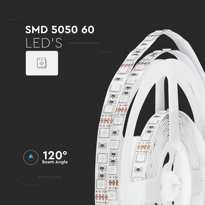 Banda led SMD 5050 V-TAC, Lumina Galbena, 11W/m, 900lm/m, 60 leduri/m, 12V, IP20 - 3 | YEO