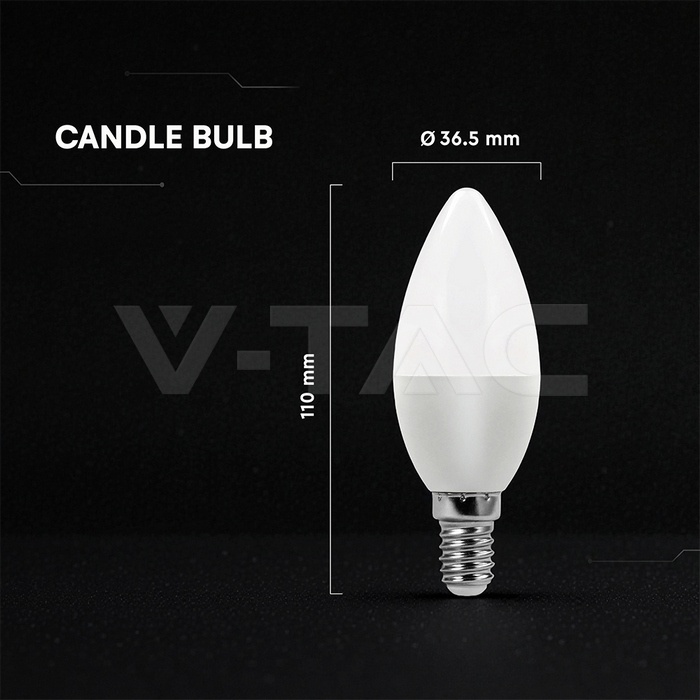 Bec LED 5.5W, E14, lumina neutra (4000 K), 470lm, dimabil, V-TAC - imagine 5