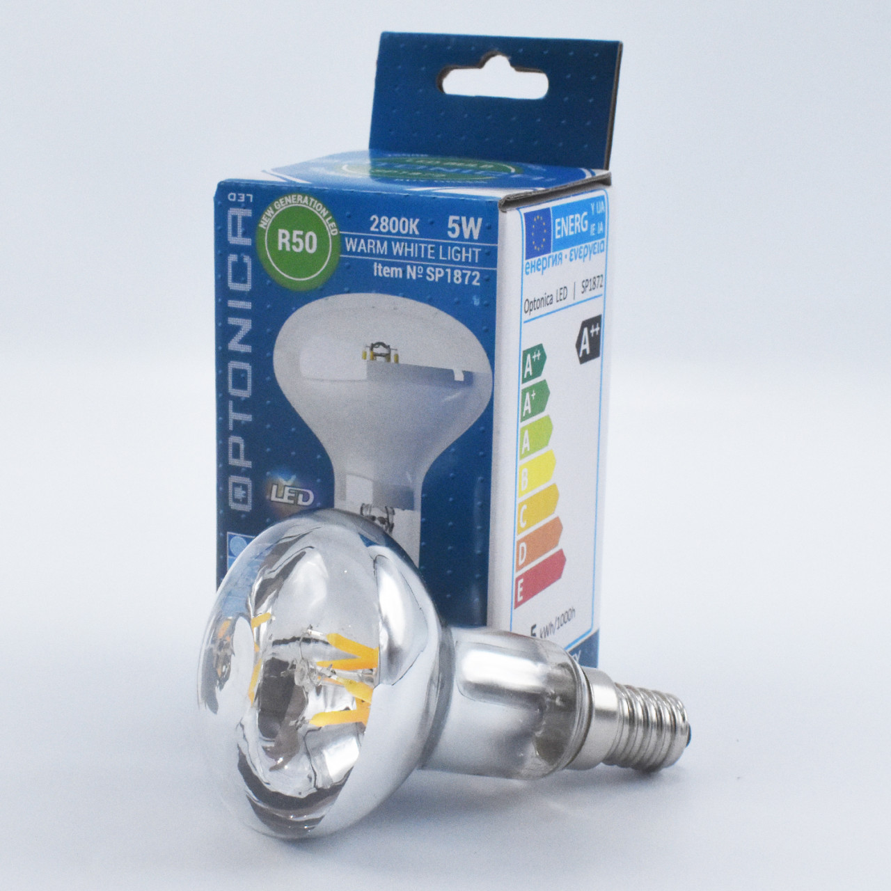 Bec LED R50 filament Optonica, 5W(40W), E14, 600 lm, lumina calda (2700K), clasa energetica E - 1 | YEO