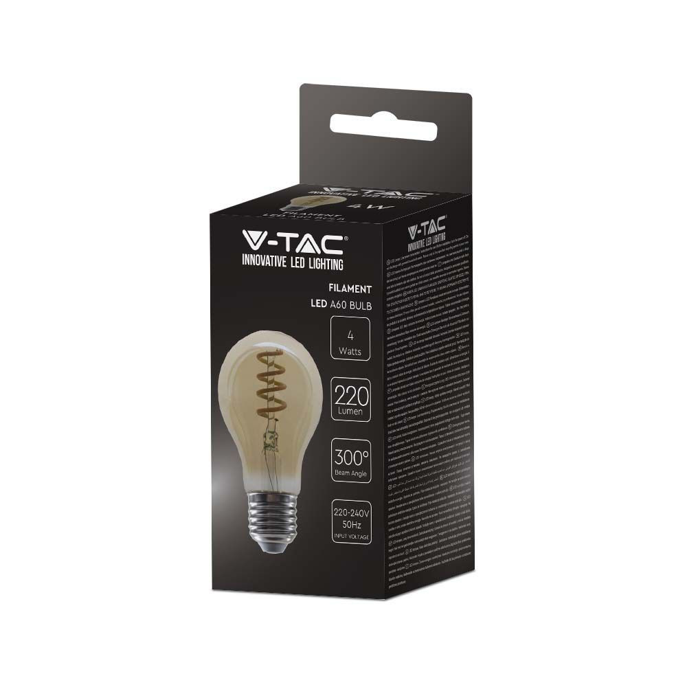 Bec LED Vintage filament 4W(25W) V-TAC, E27, 220 lm, lumina calda (1800K), clasa energetica G - 1 | YEO