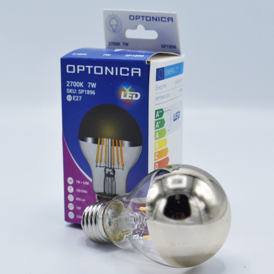 Bec LED Vintage filament Optonica, 7W(53W), E27, A60, 800 lm, lumina calda (2700K), finisaj auriu, clasa energetica F - 1 | YEO