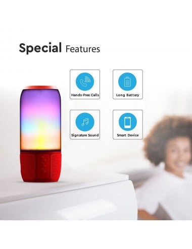 Boxa Bluetooth LED RGB portabila, slot microSD, jack 3.5mm, 3 ore, rosie, V-TAC - 3 | YEO