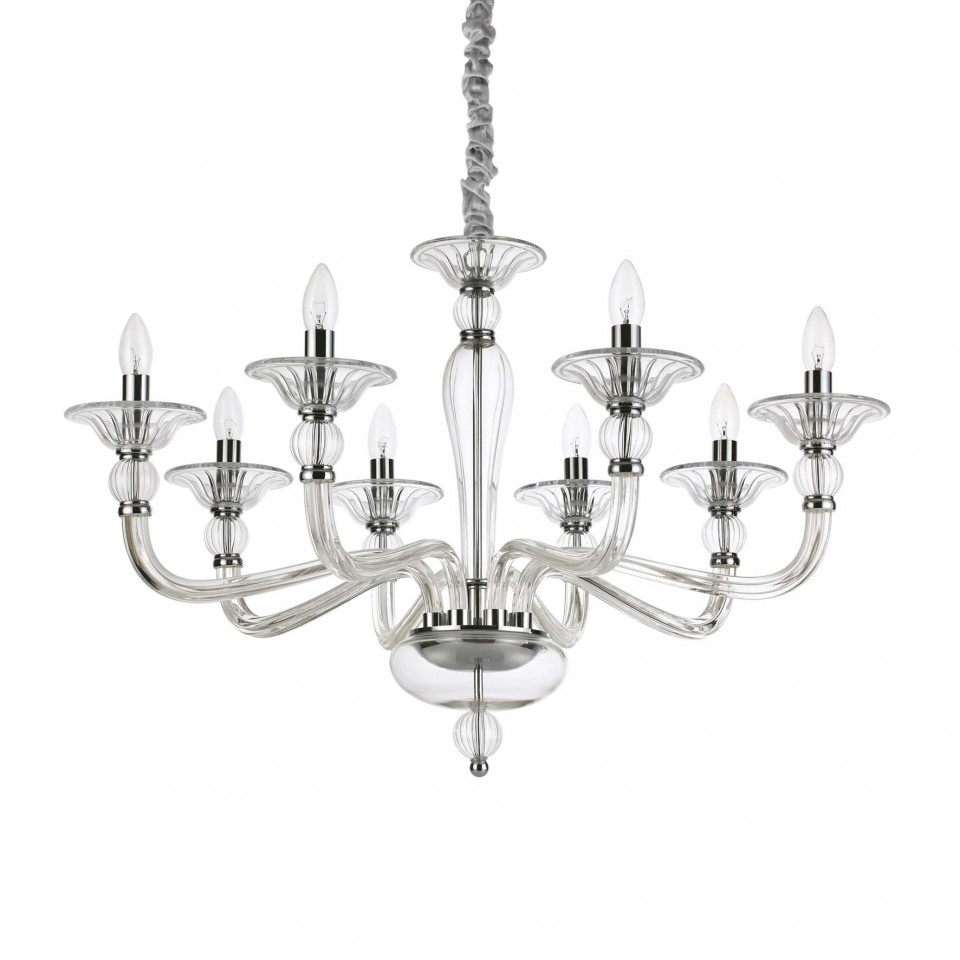 Candelabru Danieli 168906, 8xE14, transparent, IP20, Ideal Lux