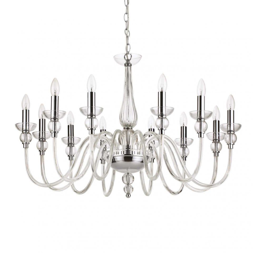 Candelabru Doge 168906, 12xE14, crom+transparent, IP20, Ideal Lux