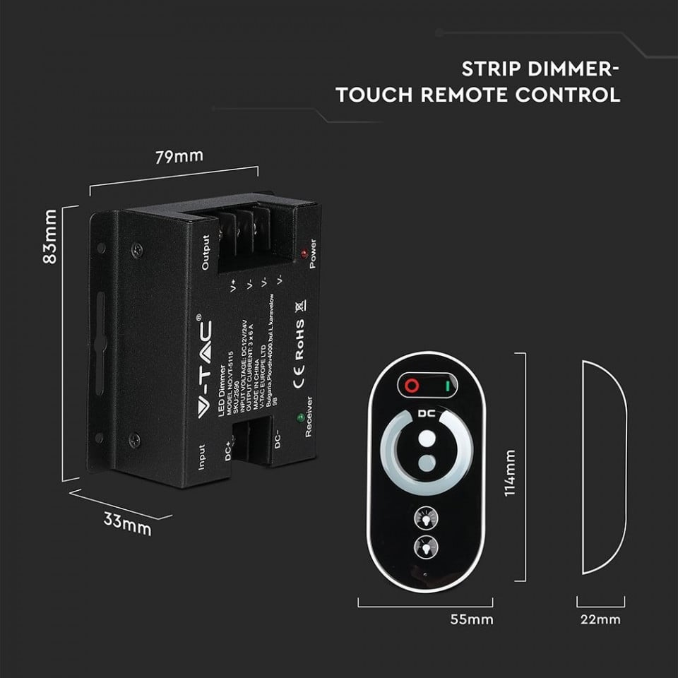 Controller banda led touch monocolor 12-24V 18A - 3 | YEO