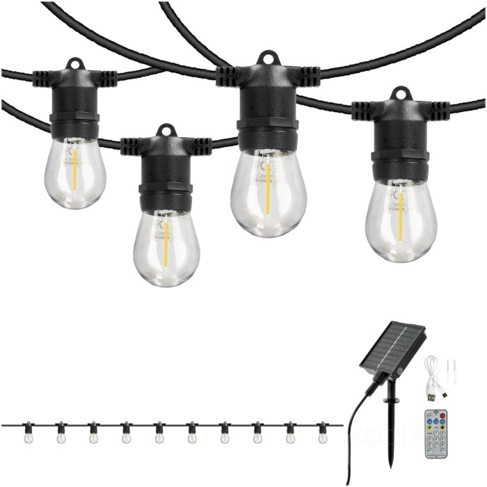Ghirlanda solara LED STARLIGHT NEO, 10m, 10xE27, telecomanda, Kobi - imagine 6