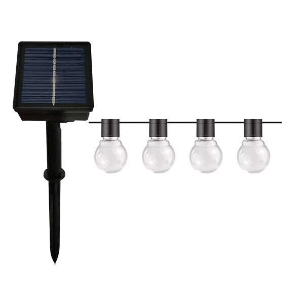 Ghirlanda solara LED transparenta, 7 metri, 20 de becuri, lumina calda (2700K), 200 lm, IP65, Optonica