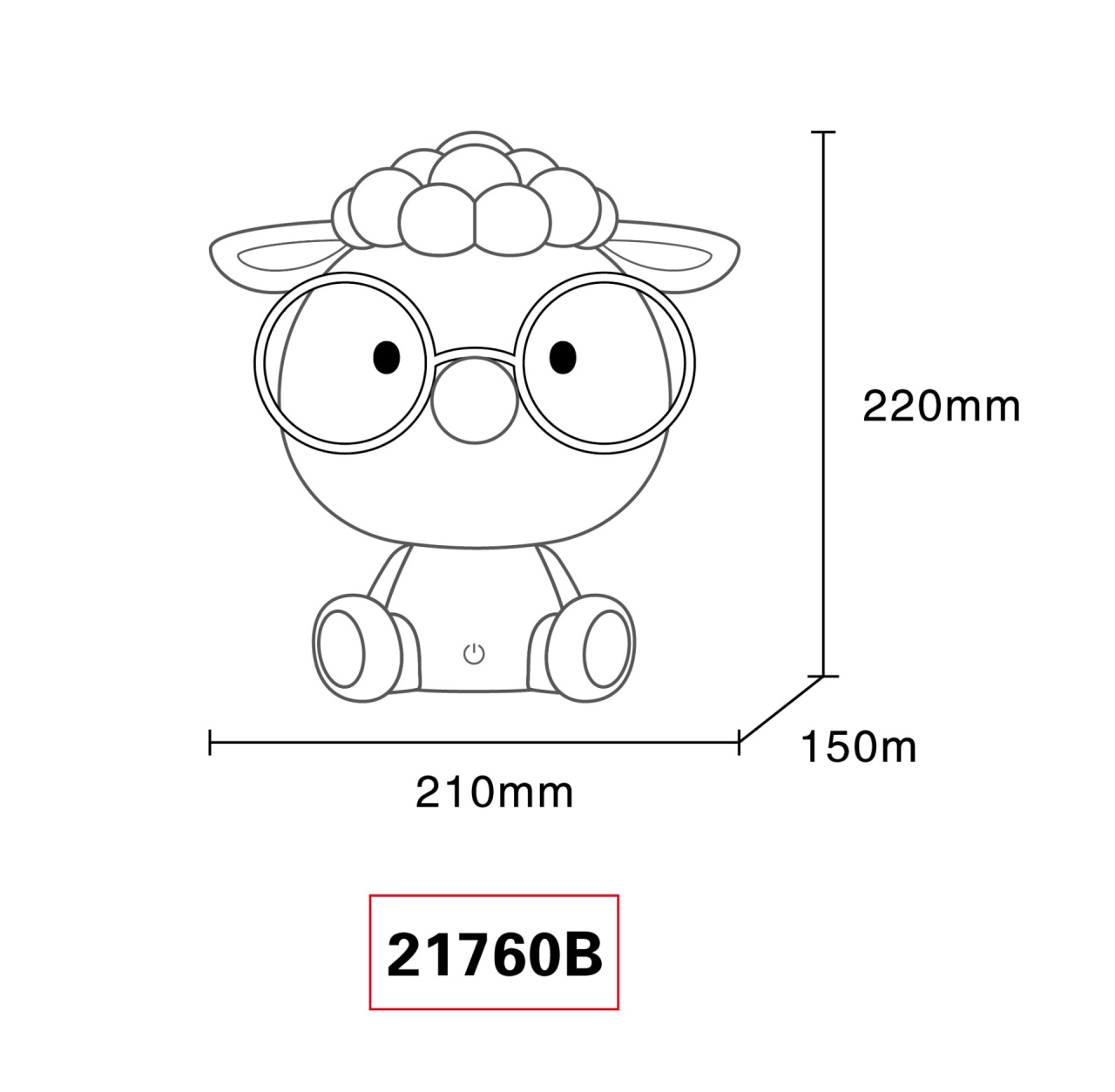 Lampa de veghe LED forma de oaie, 1W, 32 lm, lumina calda (3000K), IP20, touch dimmer, albastru mat/alb