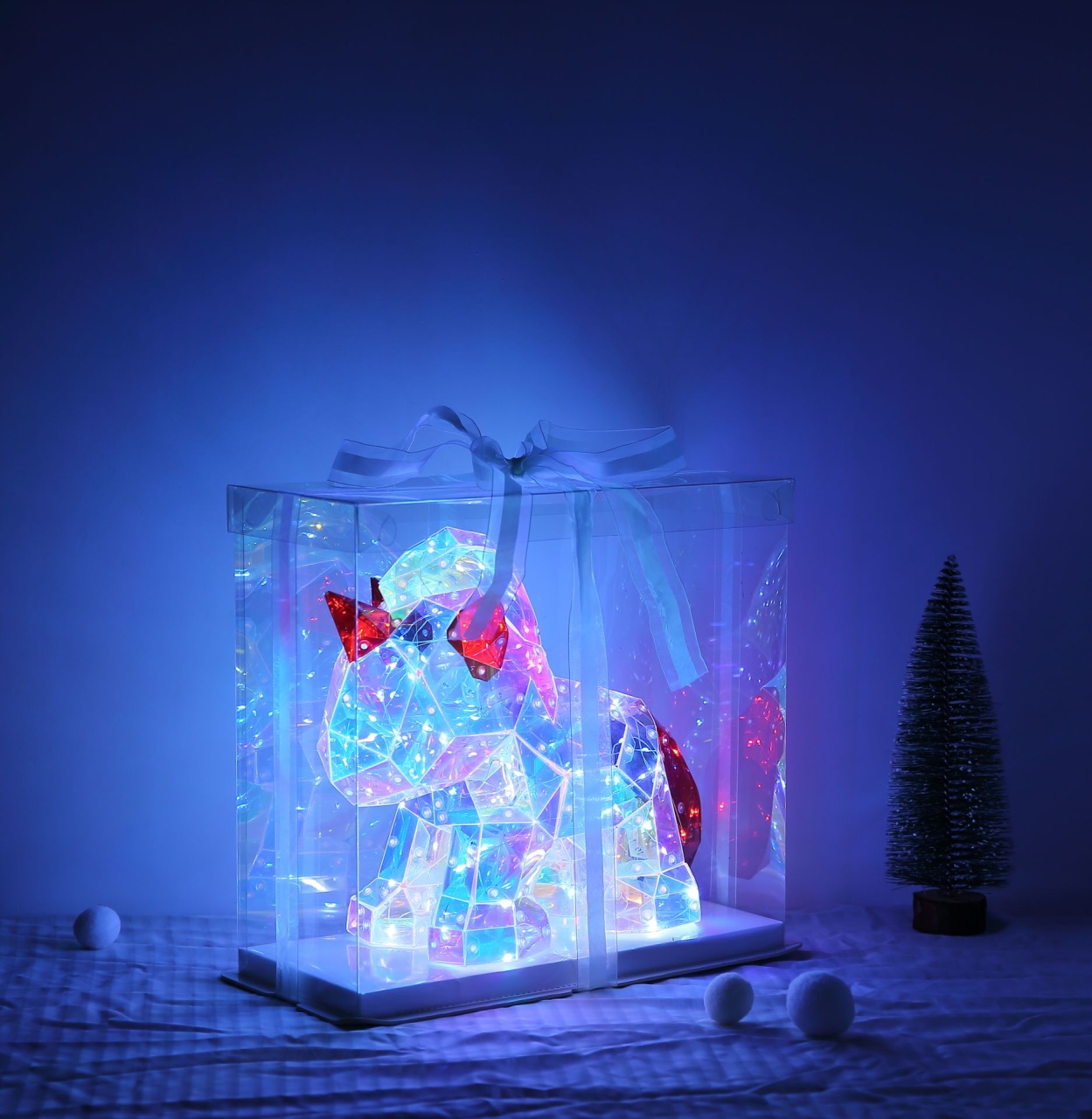 Lampa de veghe LED forma de unicorn 3W, lumina rece (6000K), IP20, USB, transparent/rosu - imagine 7