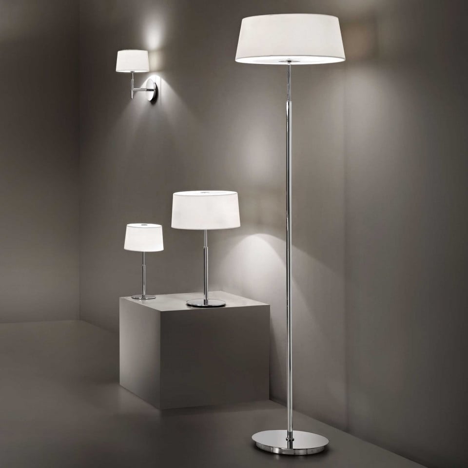 Lampadar Hilton 075488, cu intrerupator, 2xE14, alb+crom, IP20, Ideal Lux