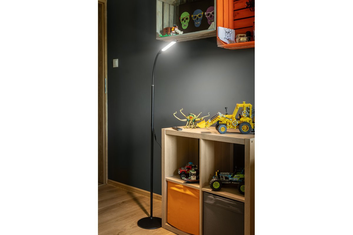 Lampadar LED York LP-YORK10W-10-DEC, cu telecomanda, 10W, 900lm, lumina calda, neutra, rece, negru, IP20, GTV