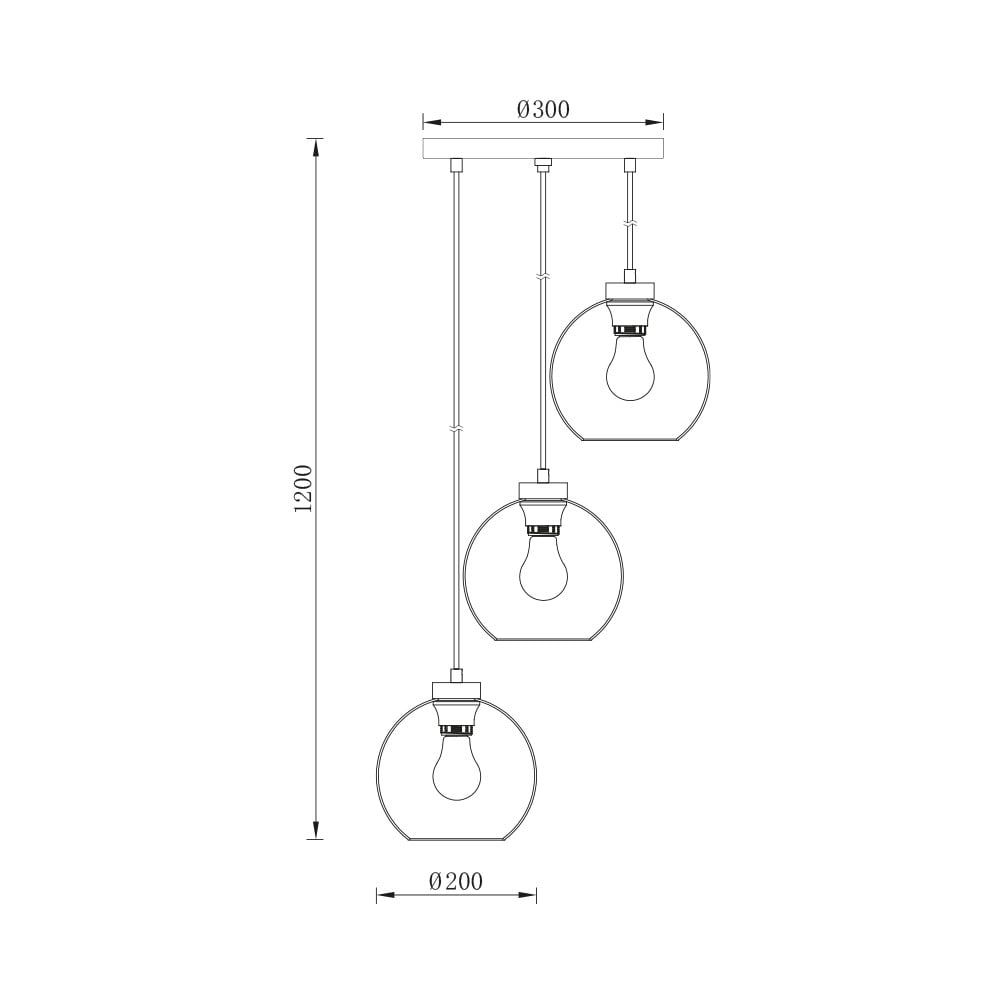 Lustra BR-BV01-00051, 3xE27, fumurie+neagra, IP20, Braytron