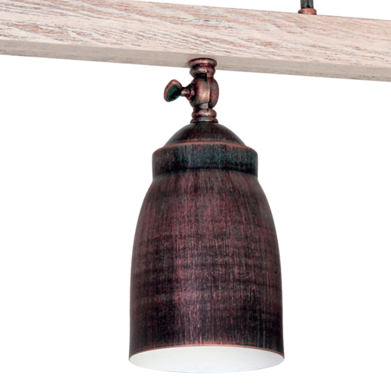 Lustra Charm KL6497, 3xE27, cupru antic + alb antichizat, metal + sticla, stil vintage, Klausen - imagine 3