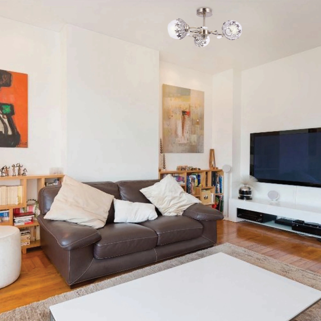 Lustra Desert LY-3462, 3xE27, bronz si alb transparent, stil clasic, IP20 - imagine 3