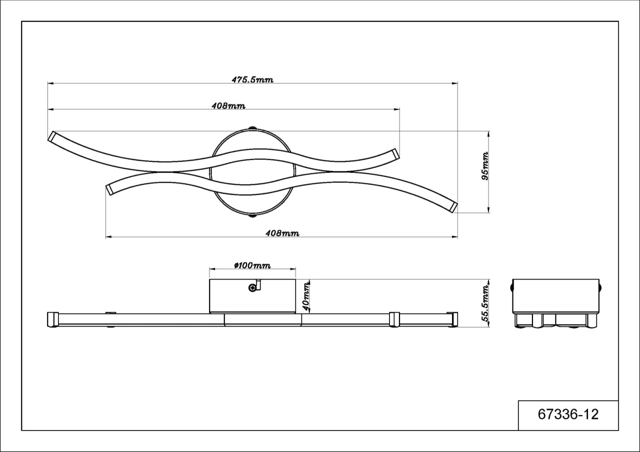 Lustra LED Boyd 12W, 2 brate curbate, lumina calda (3000 K), negru mat/opal, Globo Lighting - imagine 5