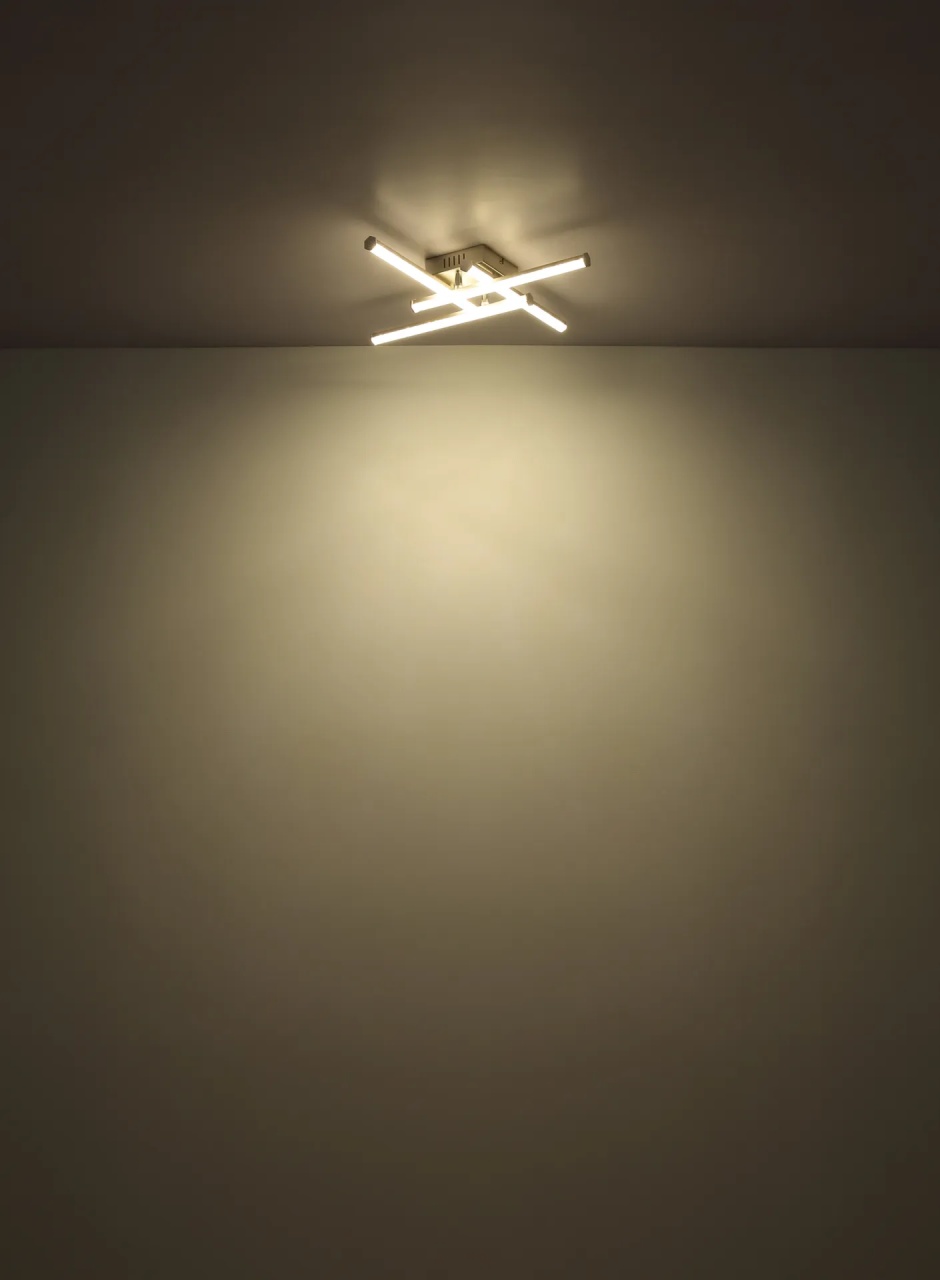 Lustra LED Kirina, 4 brate incrucisate, 24W, 1840 lm, lumina neutra (4000 K), IP20, nichel mat/cristale, Globo Lighting - imagine 6