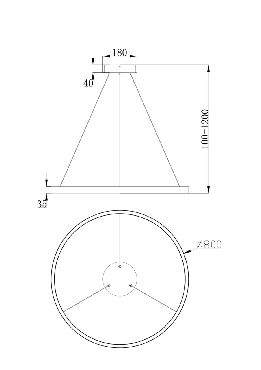 Lustra LED Rim MOD058PL-L42B4K, 51W, 1800lm, lumina neutra, IP20, neagra, Maytoni