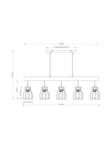 Lustra Mina 15326-5N, 5xE27, neagra, IP20, Globo