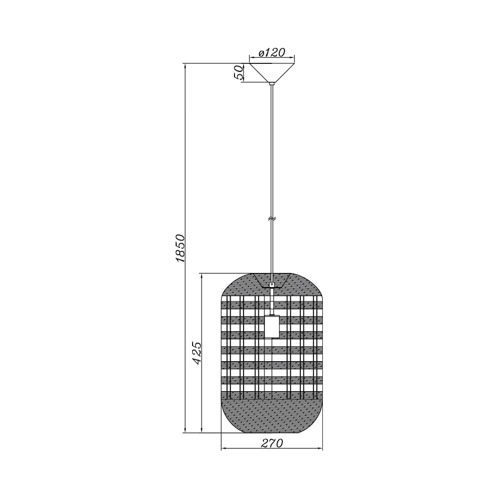 Pendul Braytron BR-BV02-00034, 1xE27, ratan+negru - 3 | YEO