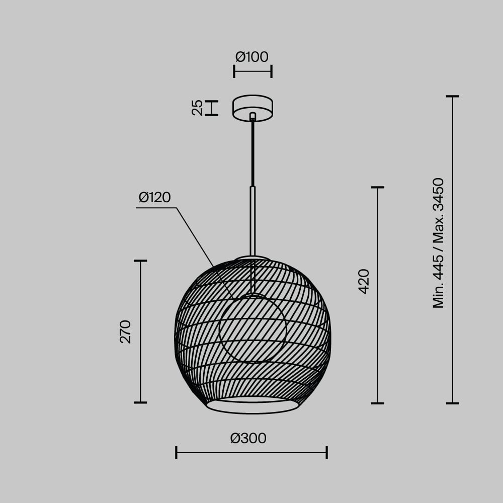 Pendul Cane MOD204PL-01BG1, 1xG9, alb+maro+negru, IP20, Maytoni