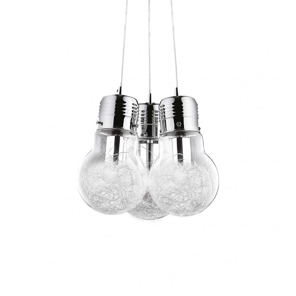 Pendul Luce Max 081762, 3xE27, crom+transparent, IP20, Ideal Lux