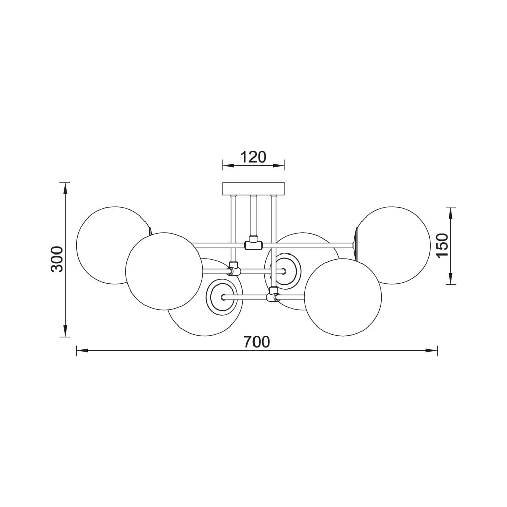 Plafoniera BR-BV01-00113, 6xG9, neagra+alba, IP20, Braytron