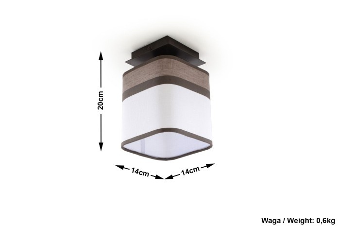 Plafonieră LATTE 1 – metal și material textil, 1×E27, design compact - 1 | YEO