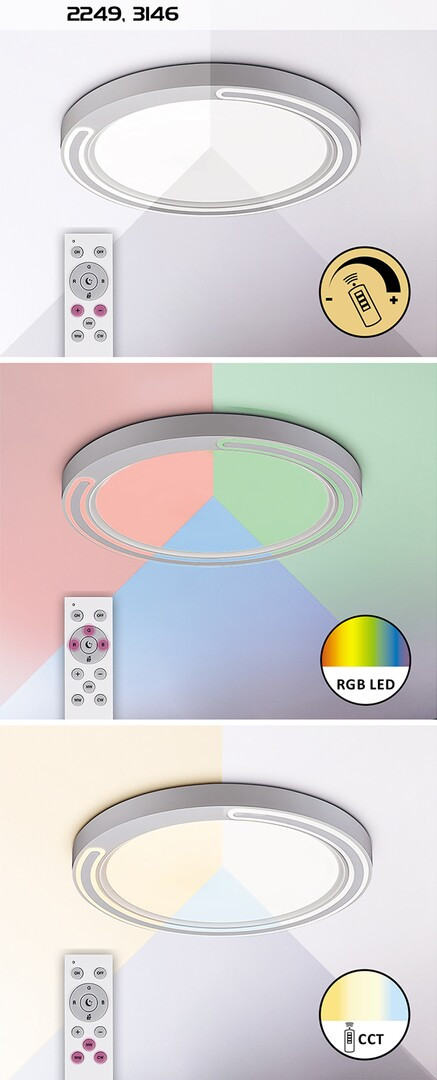 Plafoniera LED Achilles 3146, cu telecomanda, 40W, 3200lm, lumina calda+neutra+rece, IP20, neagra, Rabalux - imagine 11