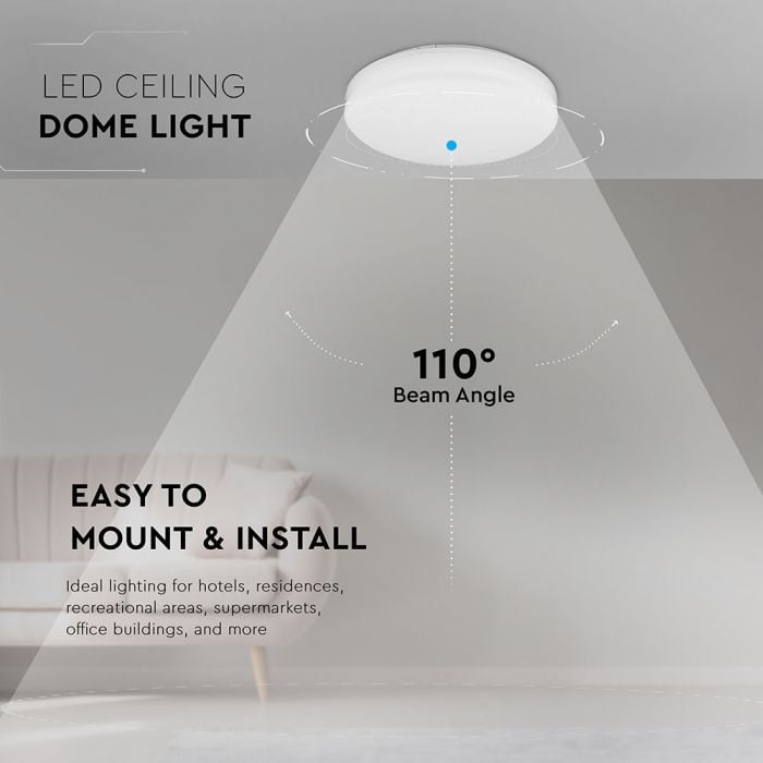 Plafoniera LED Chip Samsung 13949-VT, rotunda, 25W, 2500lm, lumina rece, IP44, alb, V-TAC