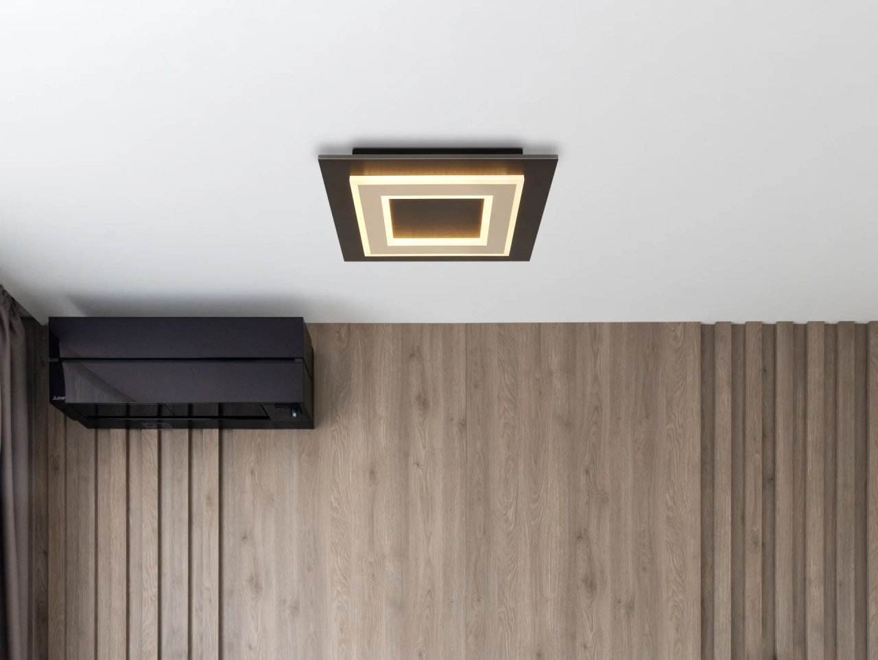 Plafoniera LED patrata Globo Lighting, JAYDEN 24W, 680 lm, lumina calda (3000K), IP20, negru/champagne/maro inchis